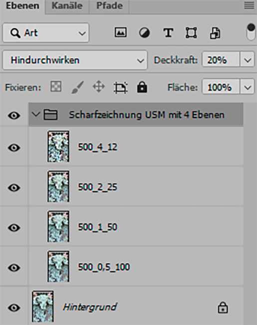 Schärfen in vier Ebenen in Photoshop 03