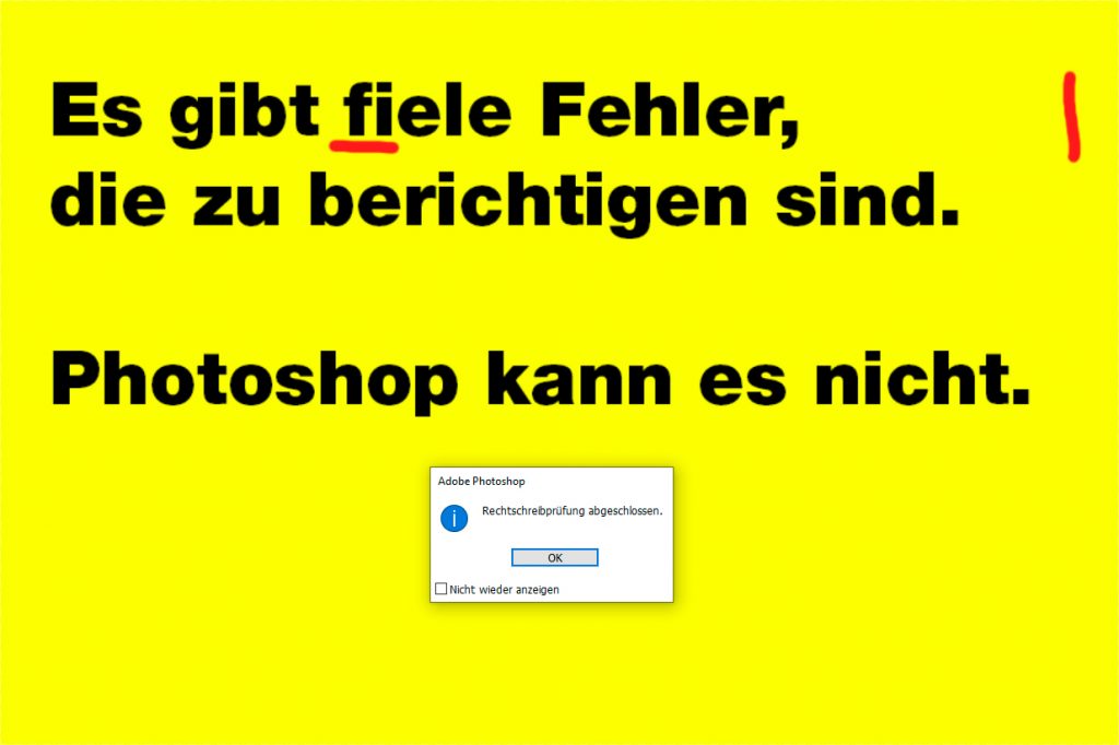 Photoshop, Rechtschreibprüfung, funktioniert nicht, Problem, 02